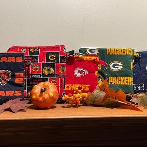 NFL/NLB quilted lined zip pouch/purse/organizer handcrafted by me/ 7x6 inches